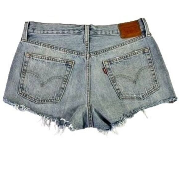 Levis Premium Womens 501s Cutoff Raw Frayed Hem Denim Shorts 29 - Picture 2 of 10
